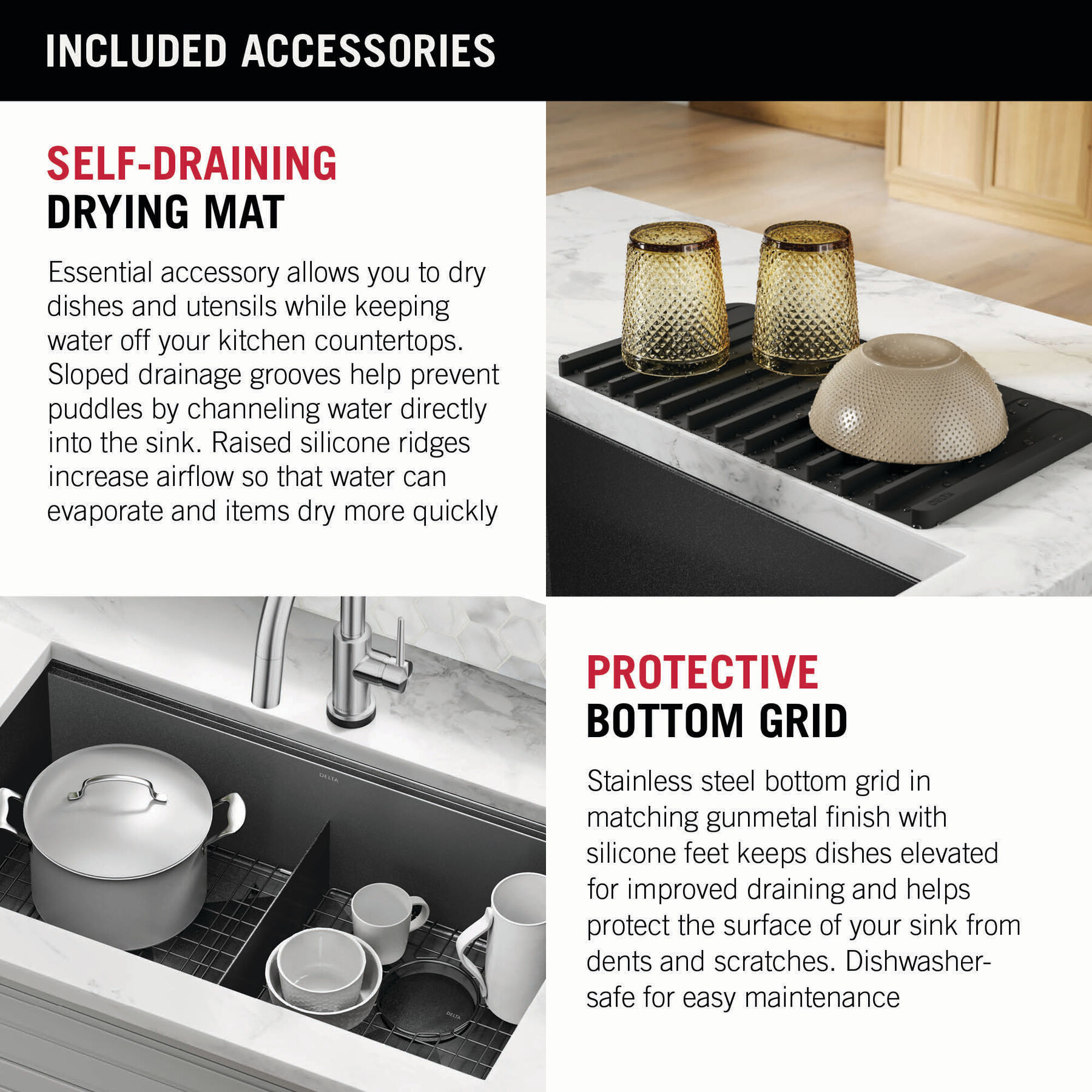 Lavabo de cocina tipo estación de trabajo con dos receptáculos calibre 16 de 33" de montaje bajo encimera, con reborde WorkFlow™ y accesorios, imagen 2